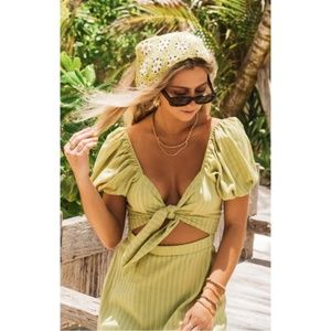 Show Me Your Mumu SMYM Gabrielle Tie Dress in Pear Green NWT